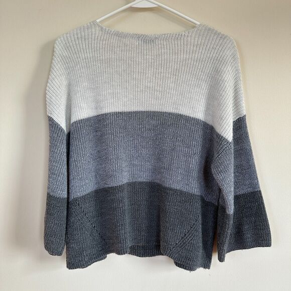 Gentle Fawn Nino Gray Color Block Stripe Knit Sweater Pullover V-Neck XS - Picture 7 of 11